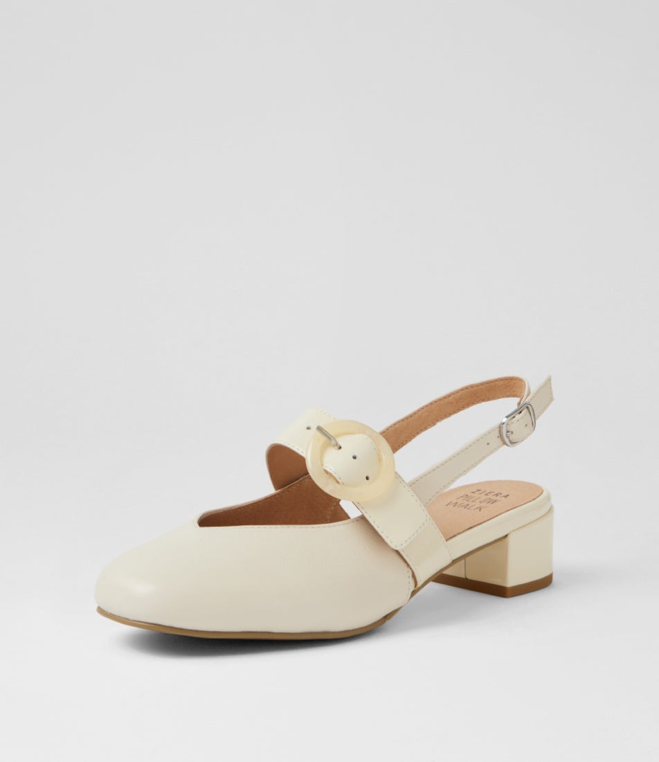 Timona W Ivory Leather Patent Mary Jane Heels