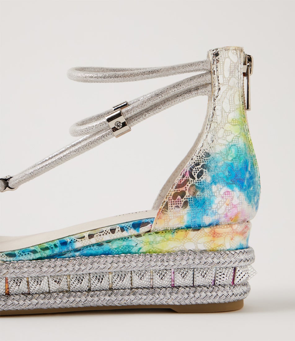 Miora Metal Leopard Silver Leather Sandals