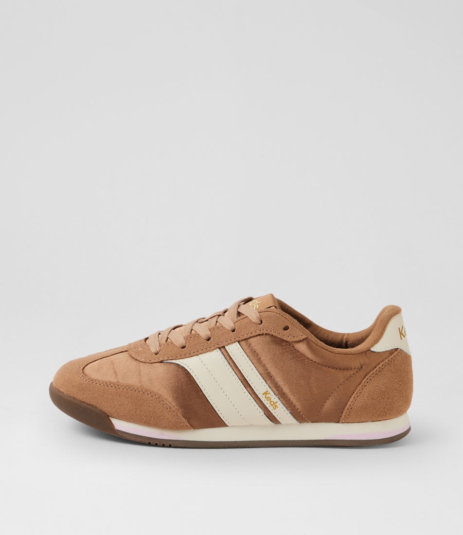 Revival Satin Mocha Satin Suede Lace Up Sneakers