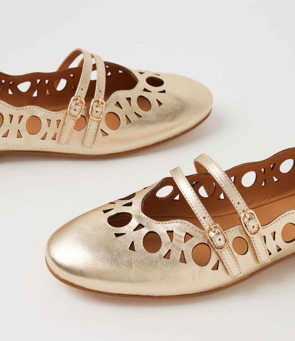 Unagh Gold Leather Ballet Flats