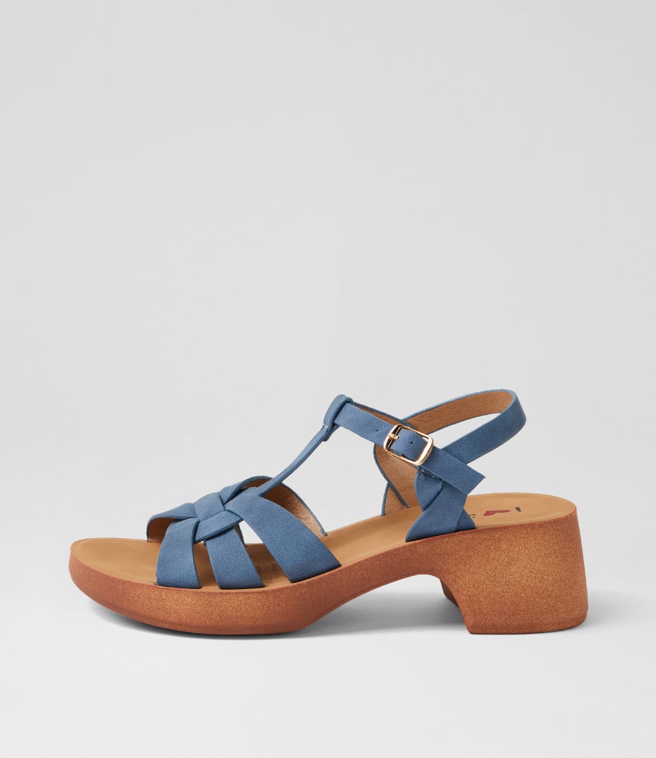 Adelaide Mid Blue Nubuck Pu Sandals