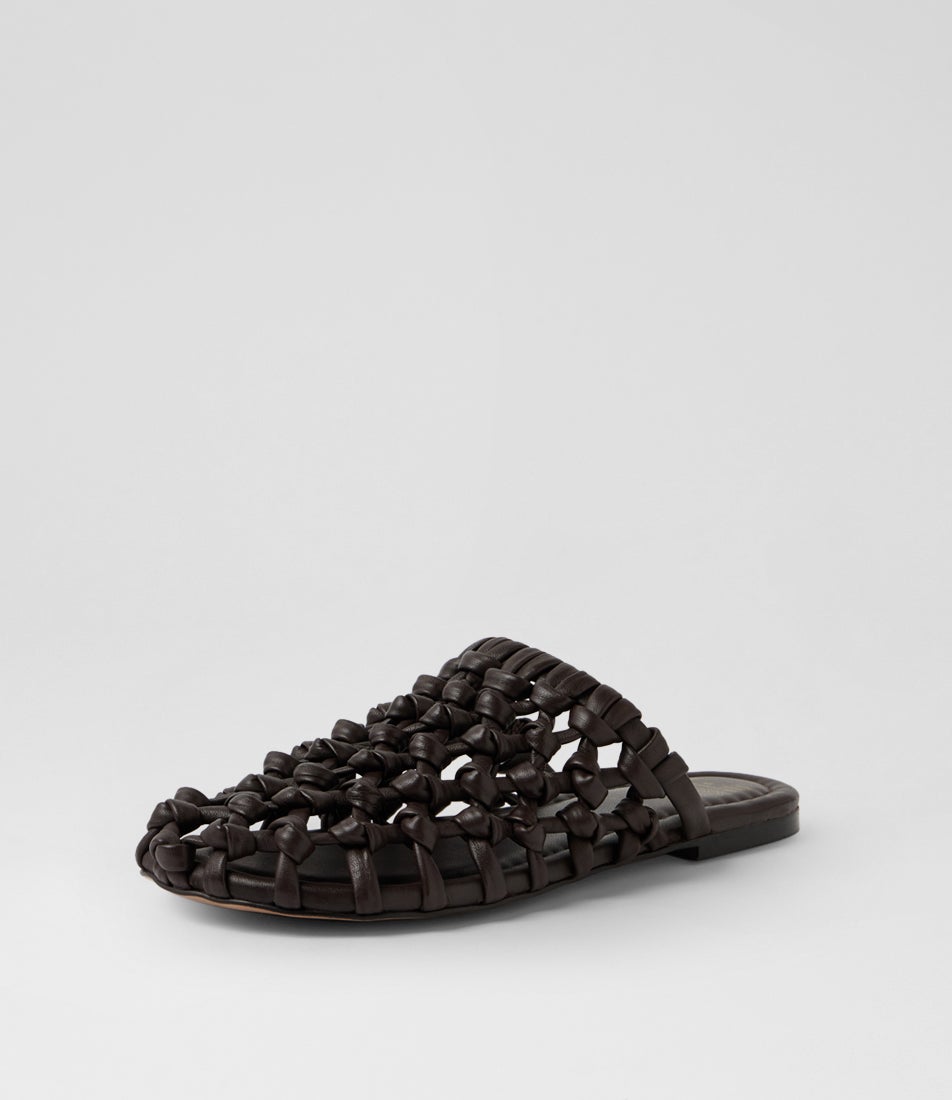 Ann Aya Slide Coffee Bean Leather Slides