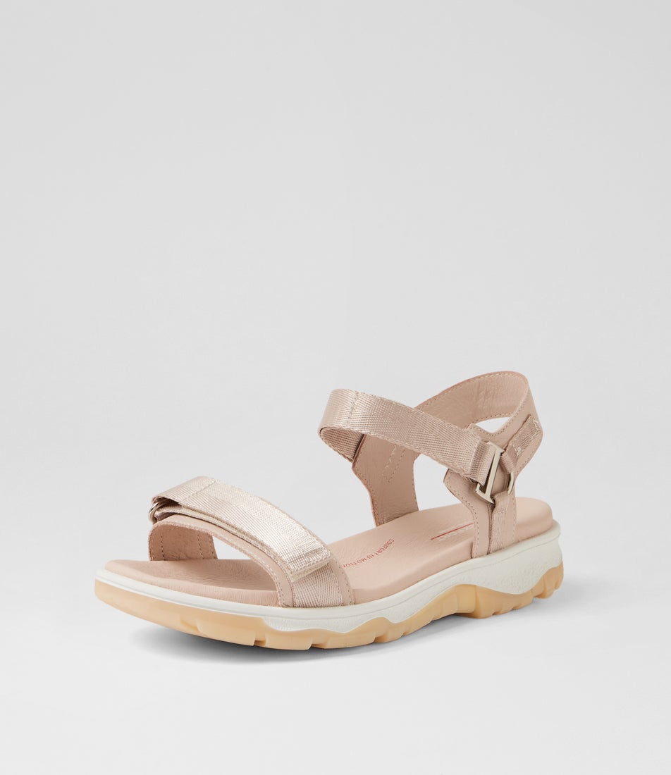 Ramble Nougat White Leather Strappy Sandals