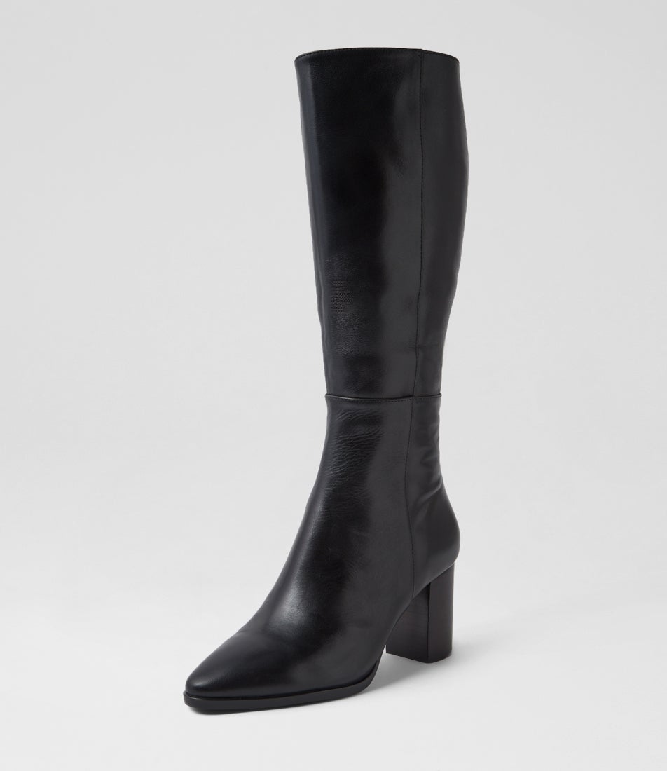 Allouta Black Leather Calf Boots