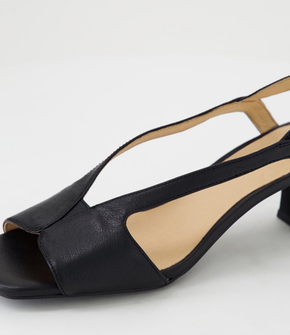 Unker Black Leather Sandals