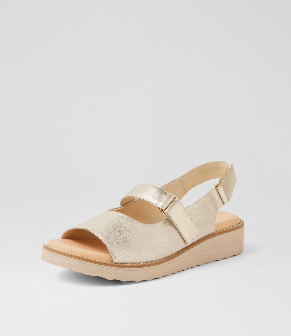 Heeka Beige Pale Gold Wash Leather Sandals