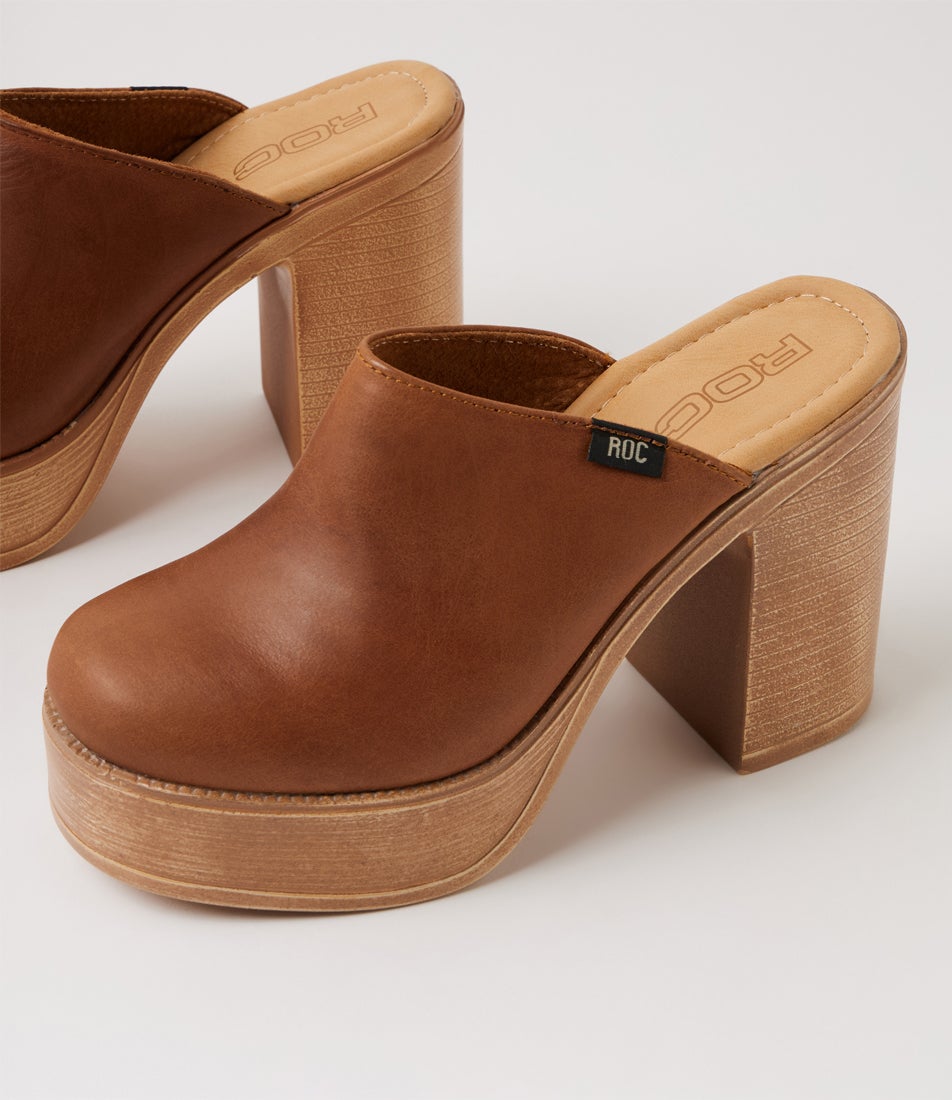 Flair Tan Leather Platform Mules