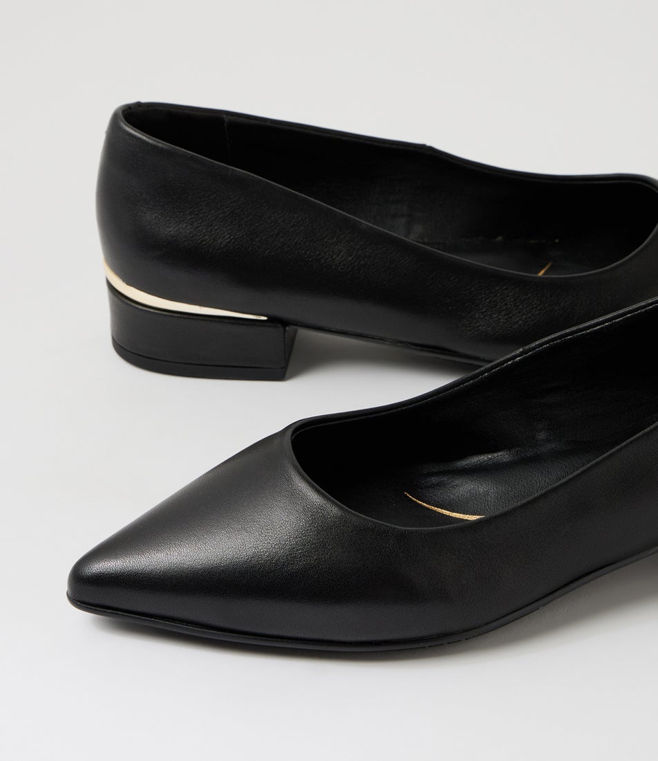 Adria Black Leather Heels