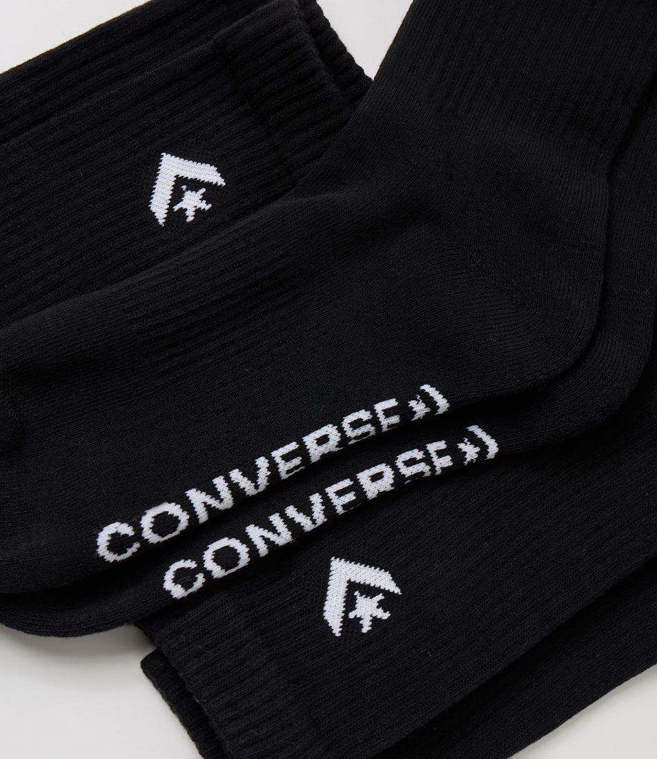 3 Pack Black Crew Cotton Socks