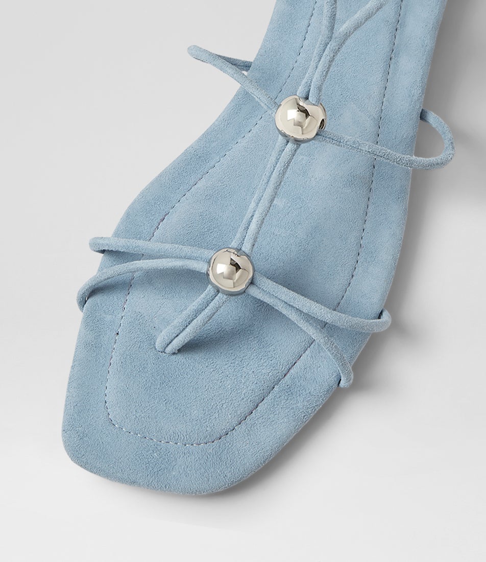 Rahi Pale Blue Silver Suede Sandals