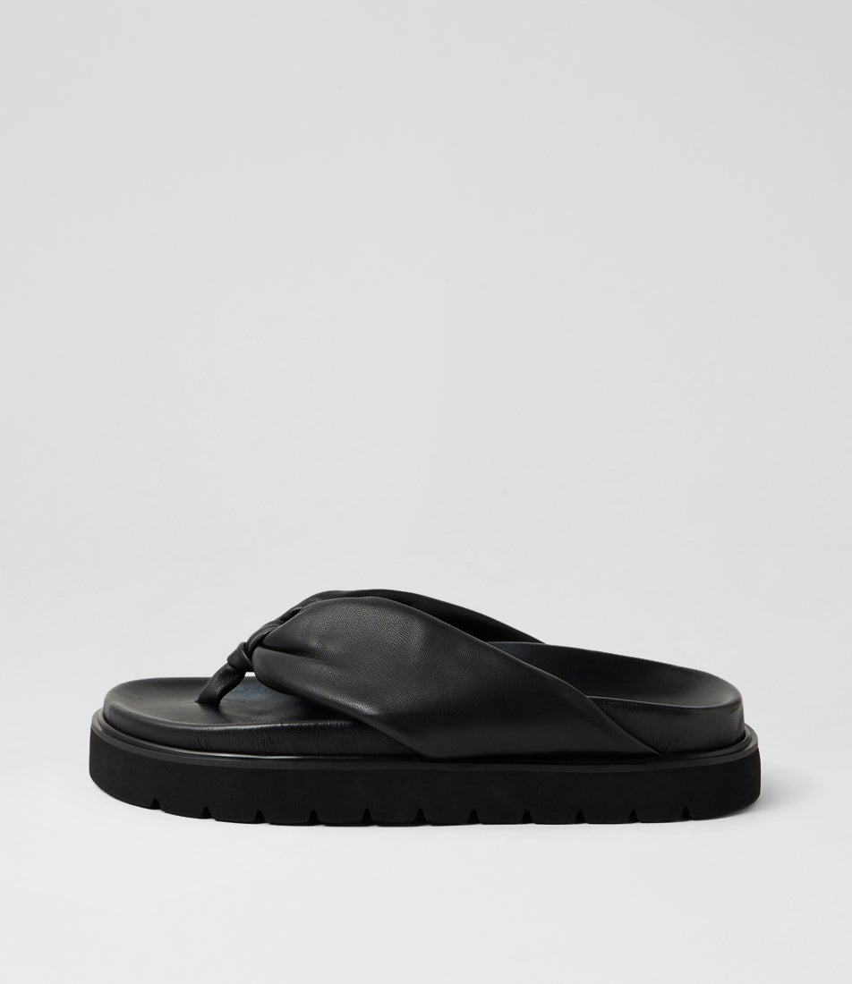 Meigh Black Leather Thongs