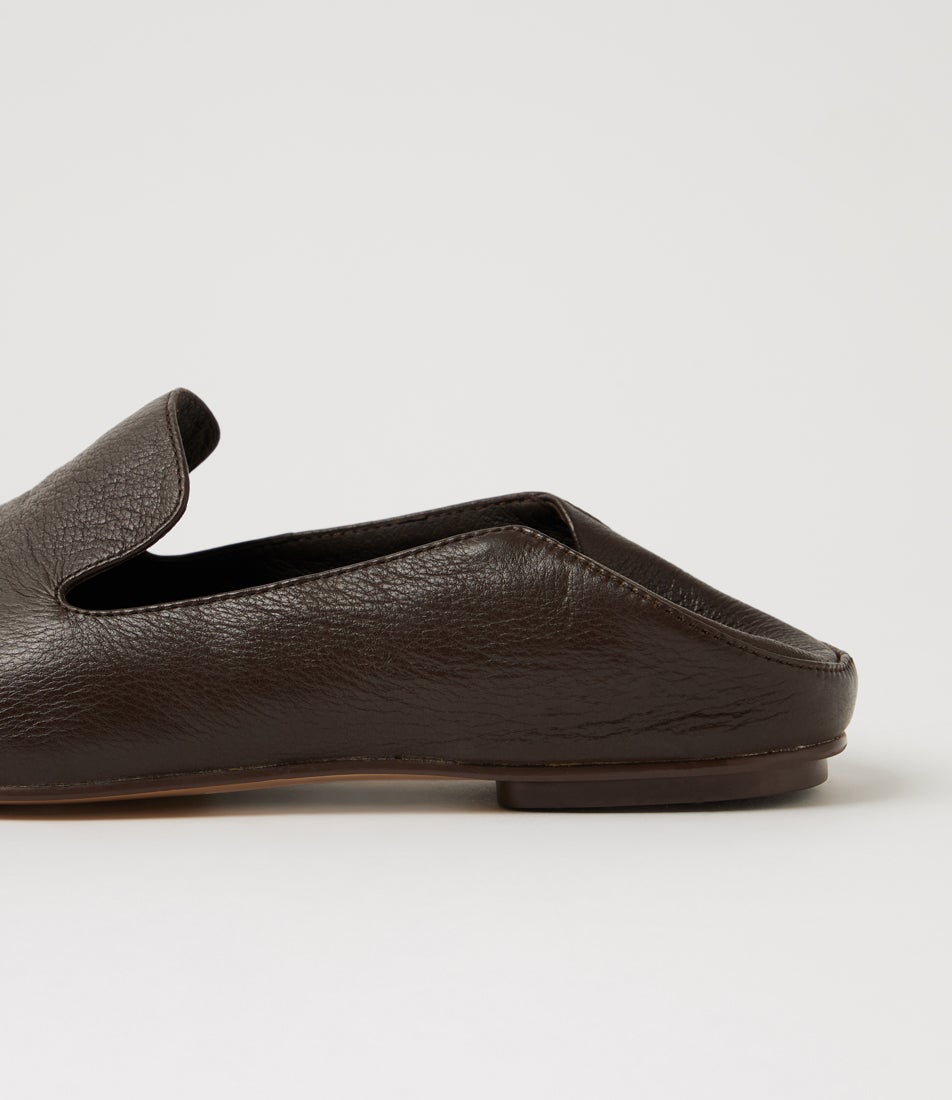 Vernita Choc Leather Flat Shoes