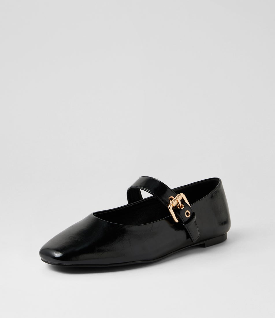 Europe Black Crinkle Mary Janes