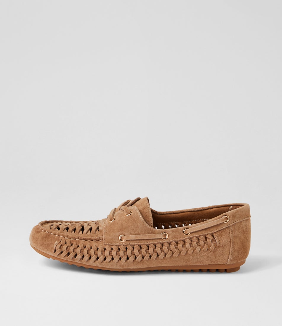 Violin Light Choc Suede Lace Up Flats