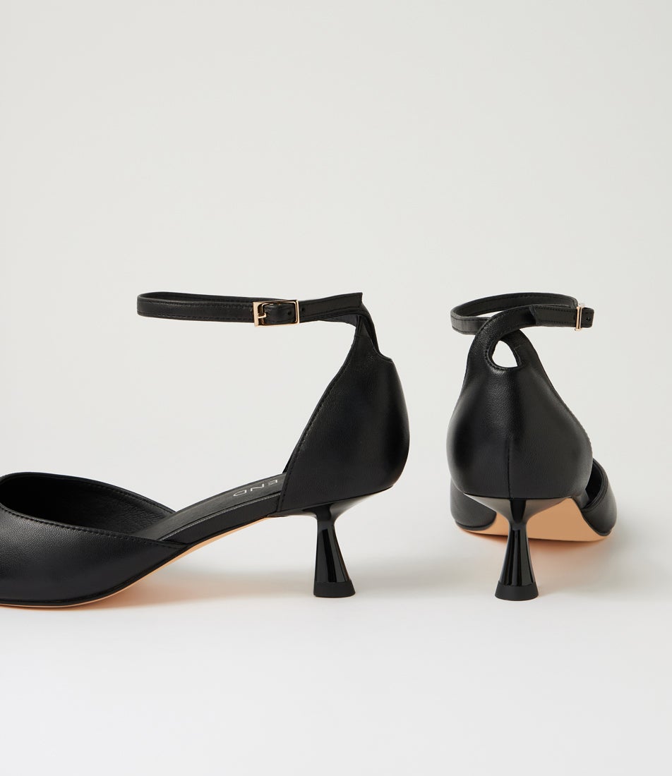 Vostly Black Leather Heels