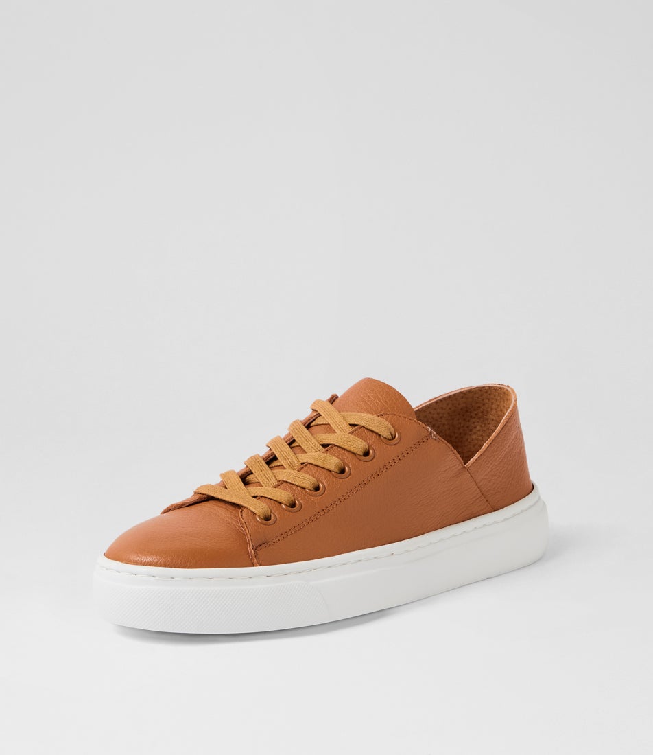 Oskher Dark Tan Leather Sneakers