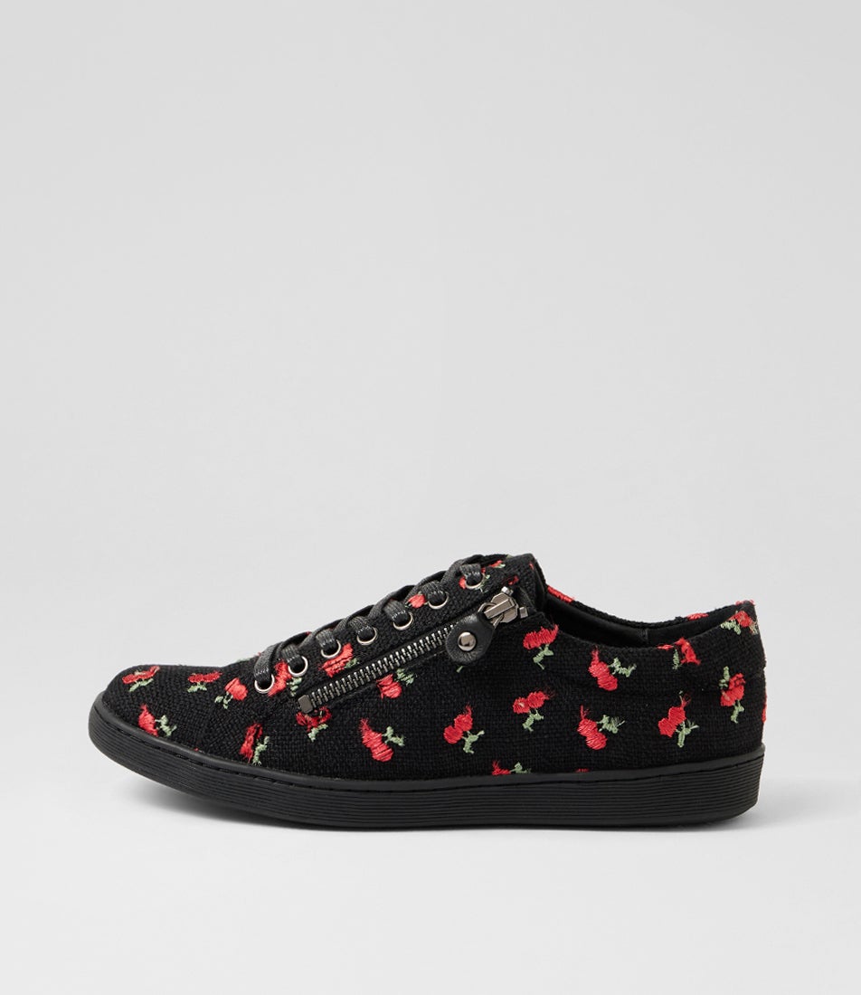 Donatas Black Cherries Fabric Lace Up Sneakers