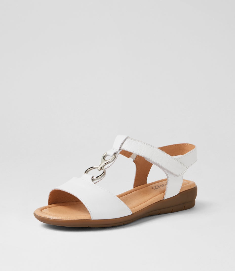 Felica White Leather Sandals