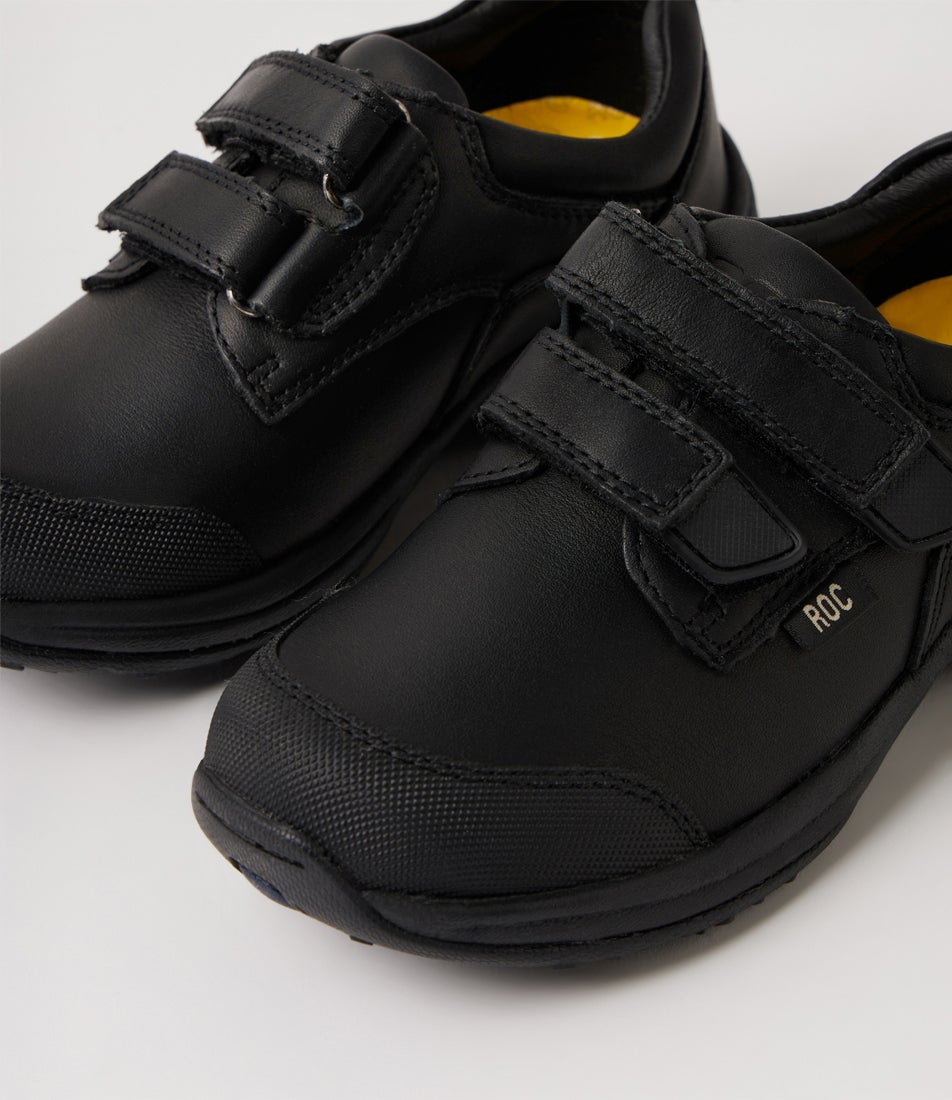 Huxx Junior Black Leather School Shoes