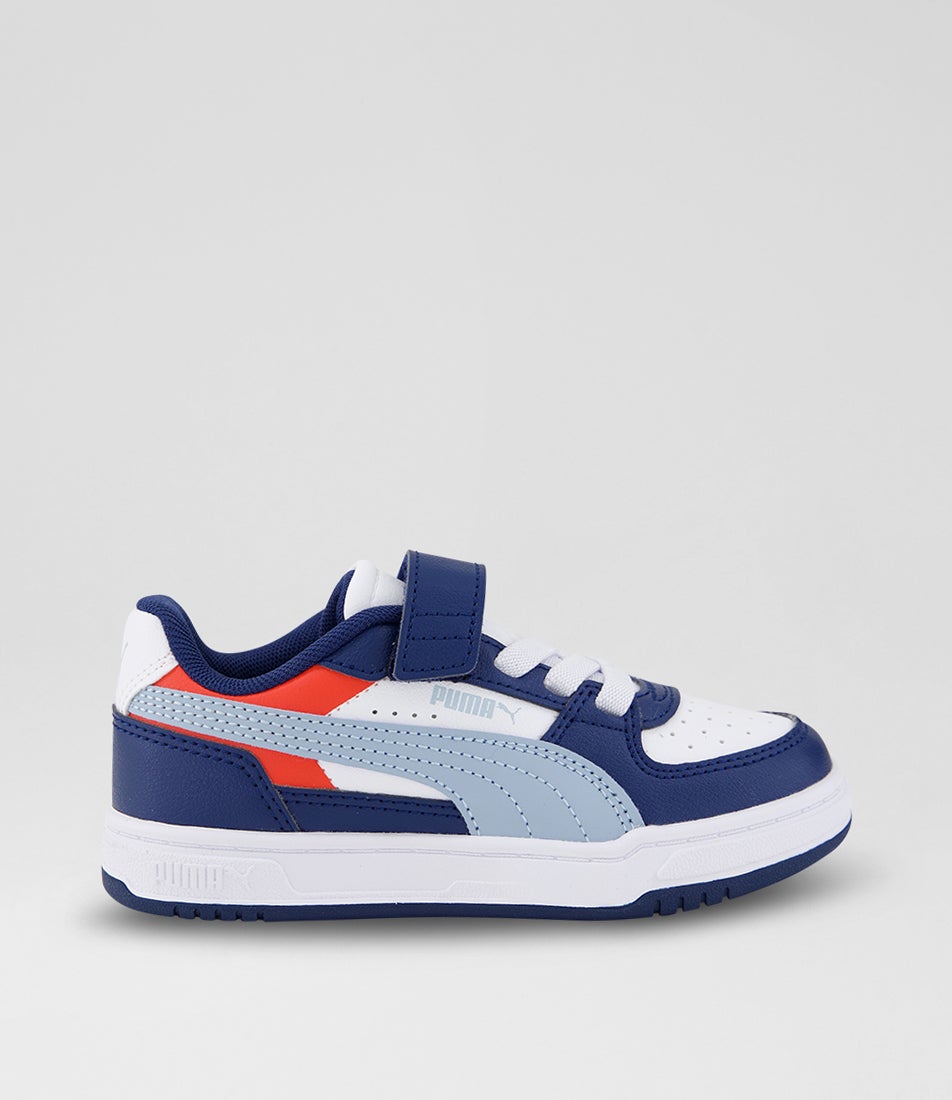 Caven 3 Junior Persian Blue Sea White Synthetic Leather Slip On Sneakers