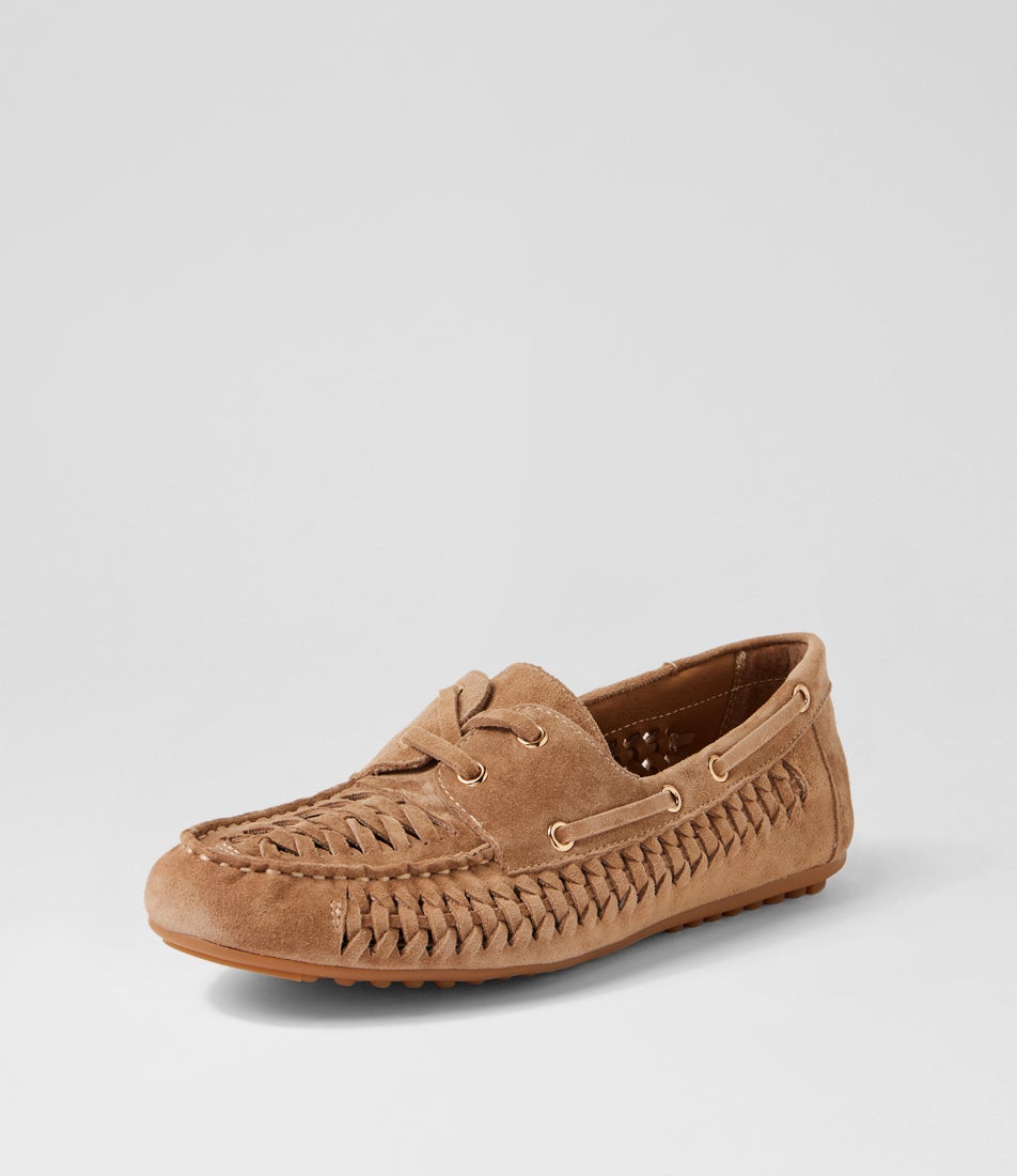 Violin Light Choc Suede Lace Up Flats