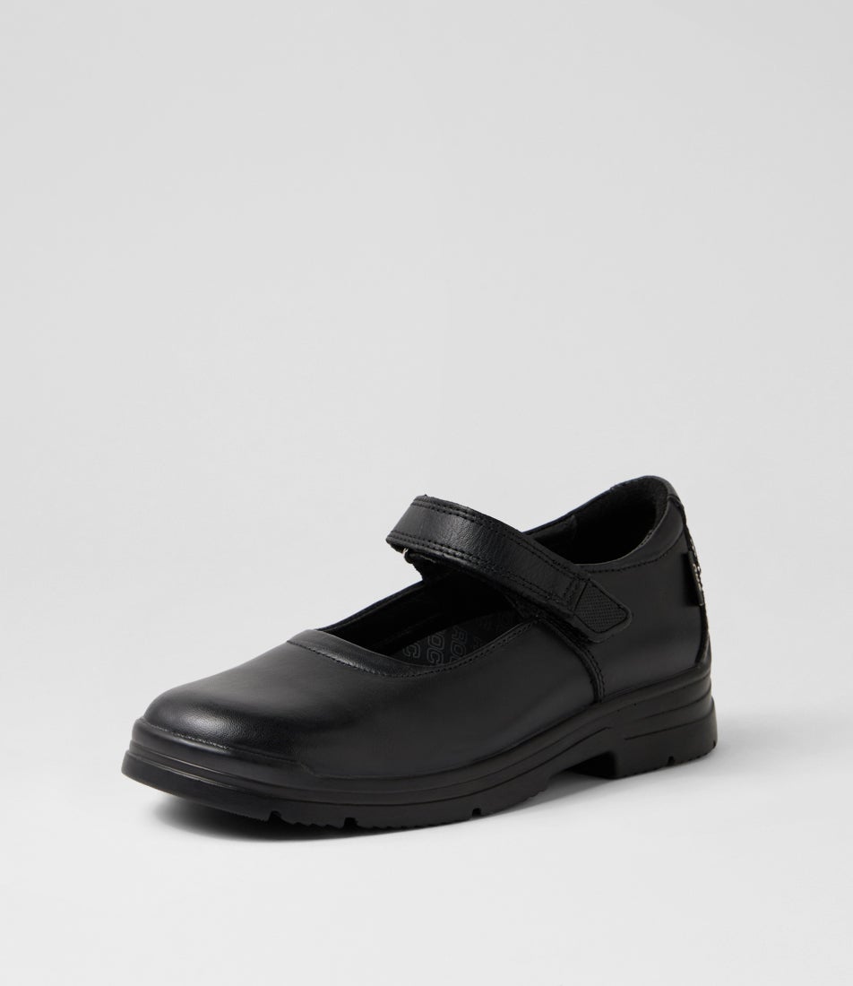 Roulette Youth Black Leather Mary Jane School Shoes