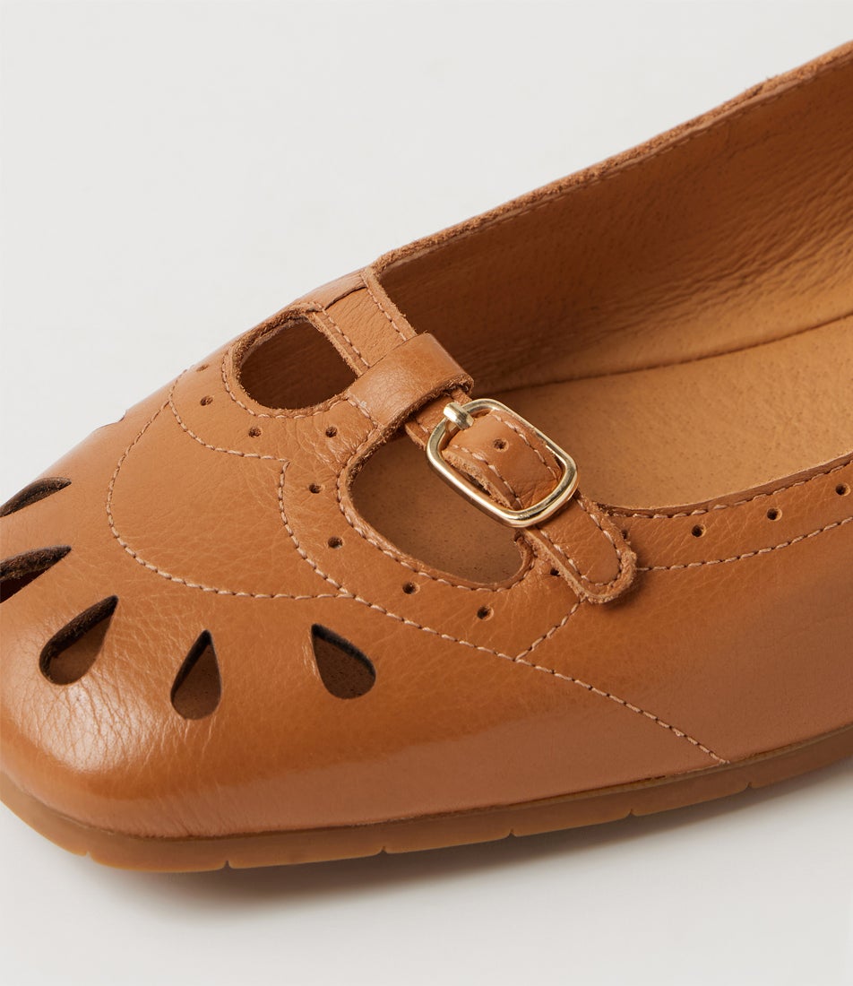 Paladia Dark Tan Leather Ballet Flats