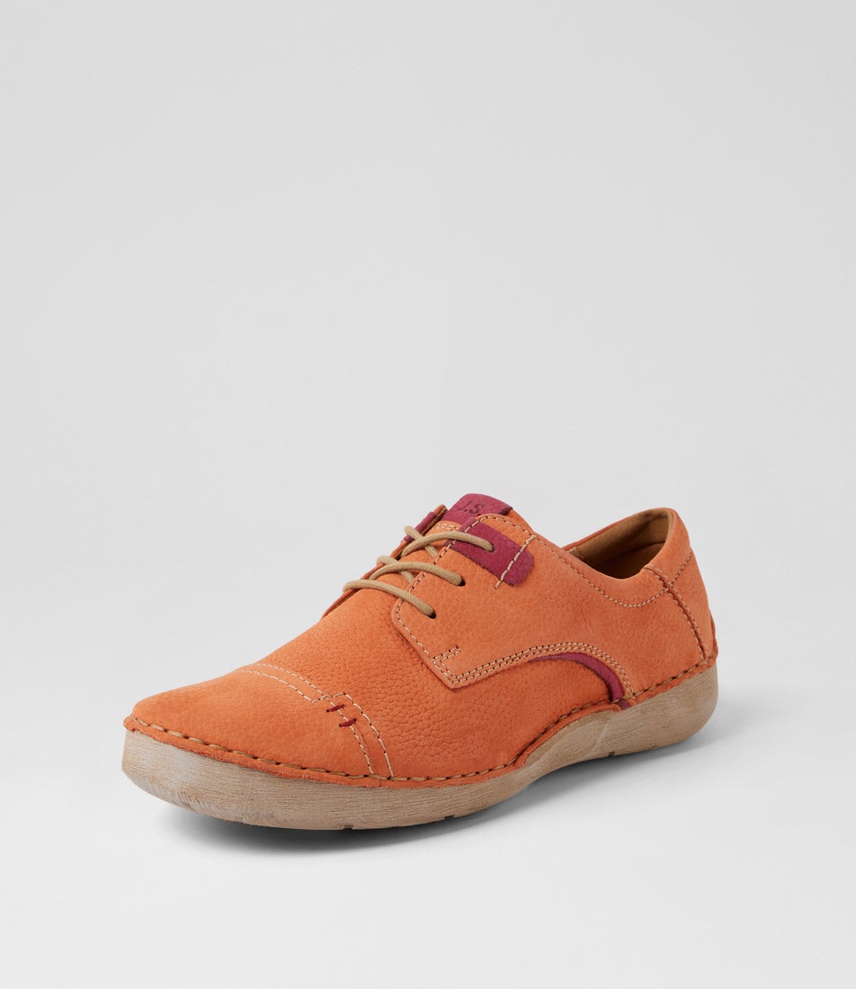 Fergey 41 Papaya Kombi Leather Lace Up Flats