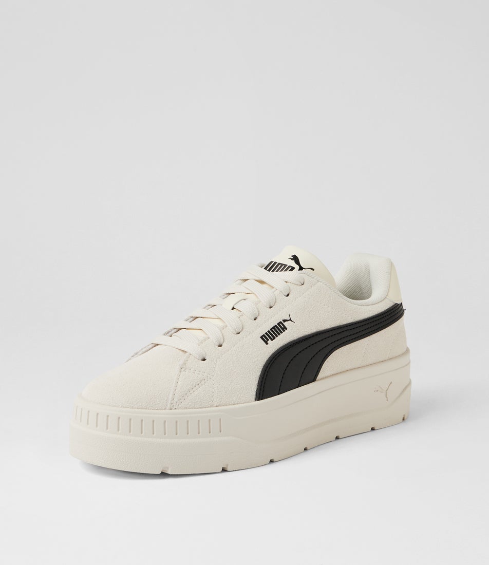 Karmen Classic Warm White Black Lace Up Sneakers