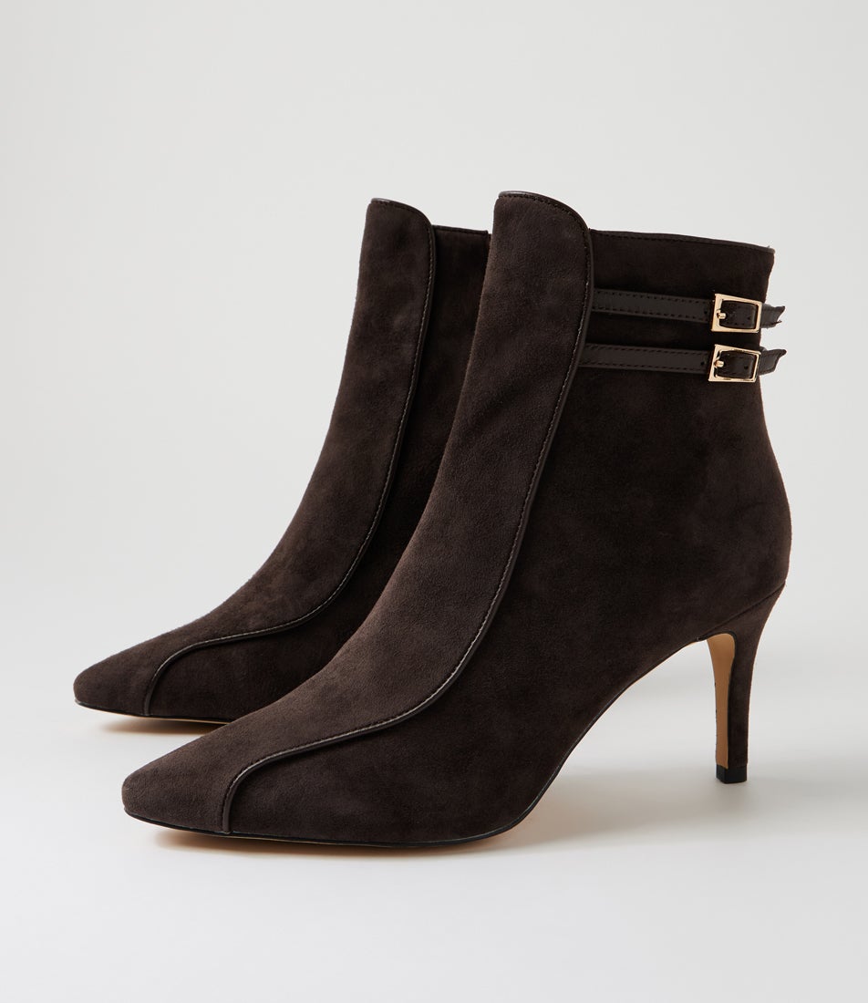 Brinna Choc Suede Ankle Boots