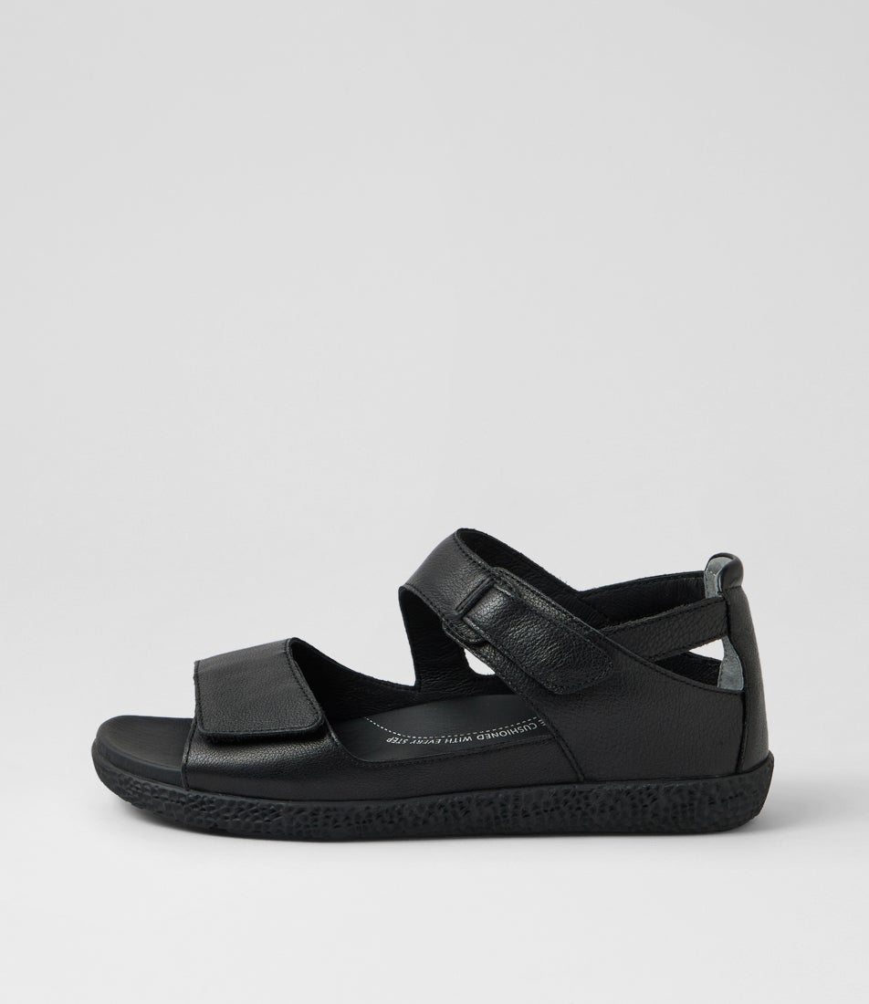 Royde Xw Black Leather Sandals