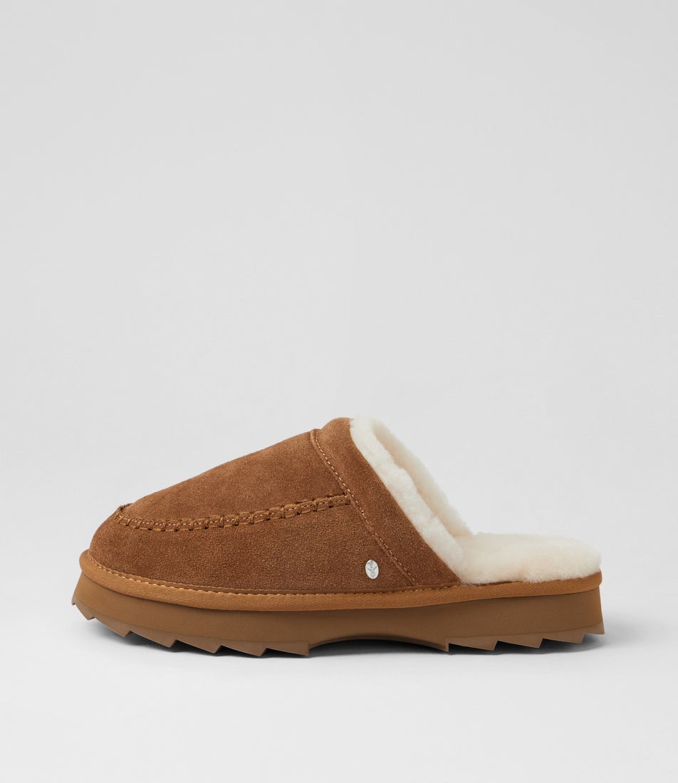 Sharky Chestnut Suede Slides