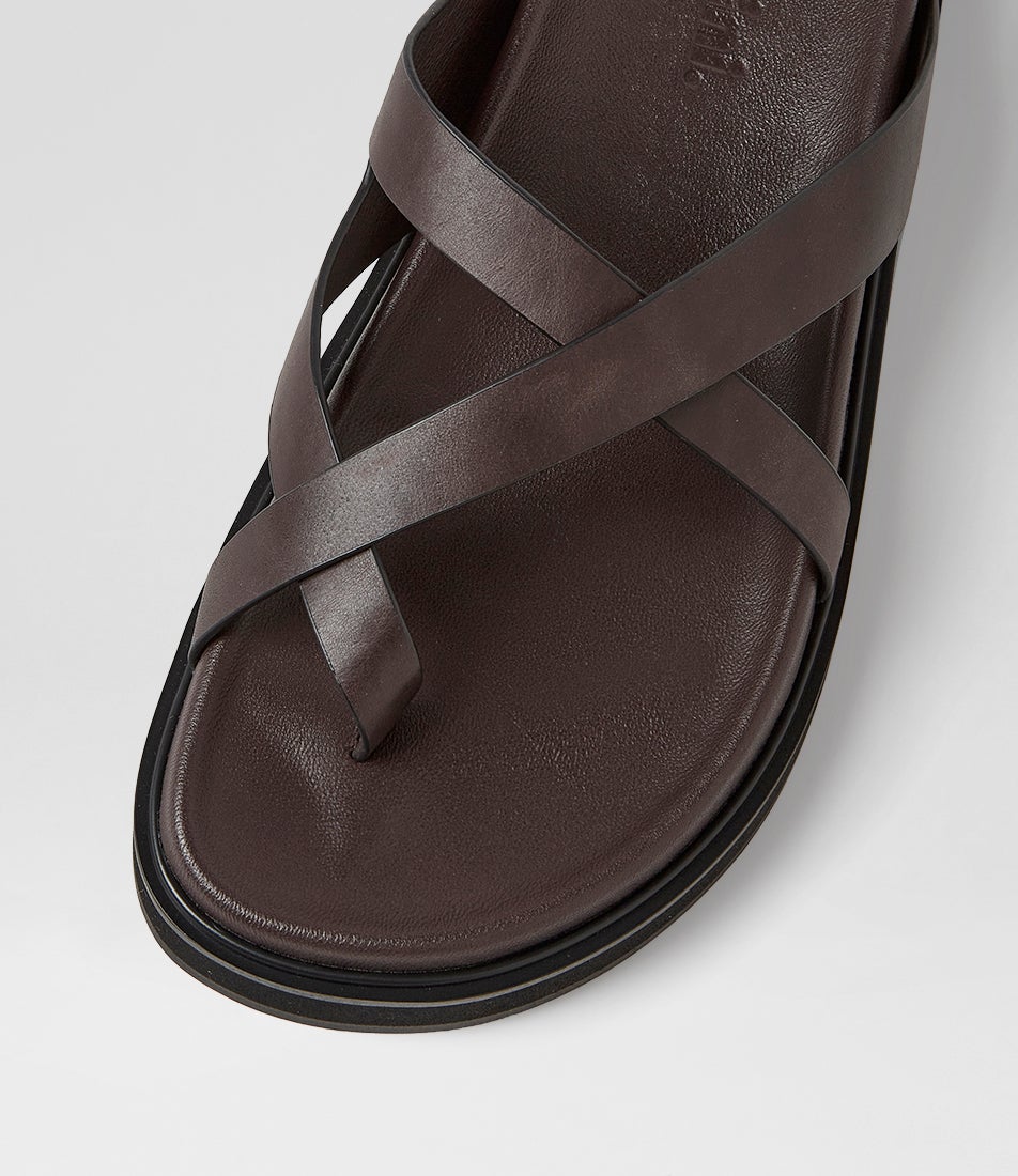 Milie Choc Leather Slides