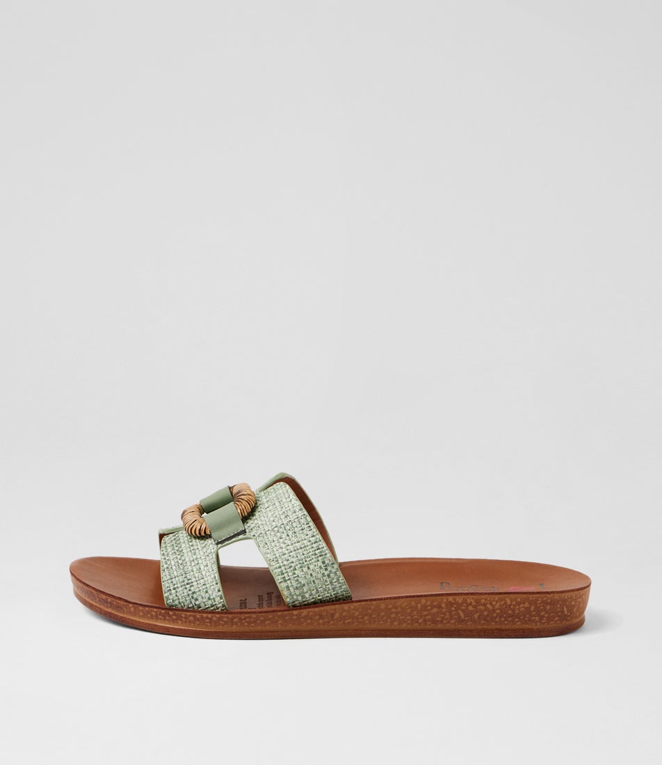 Kollison Pistachio Synthetic Raffia Slides
