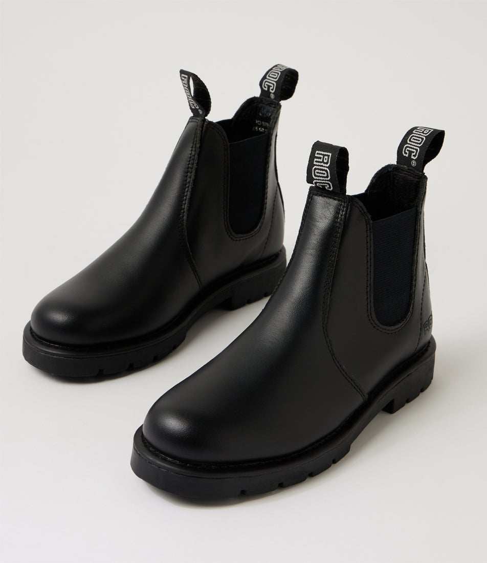 Jumbuk Senior Black Leather Desert Boots