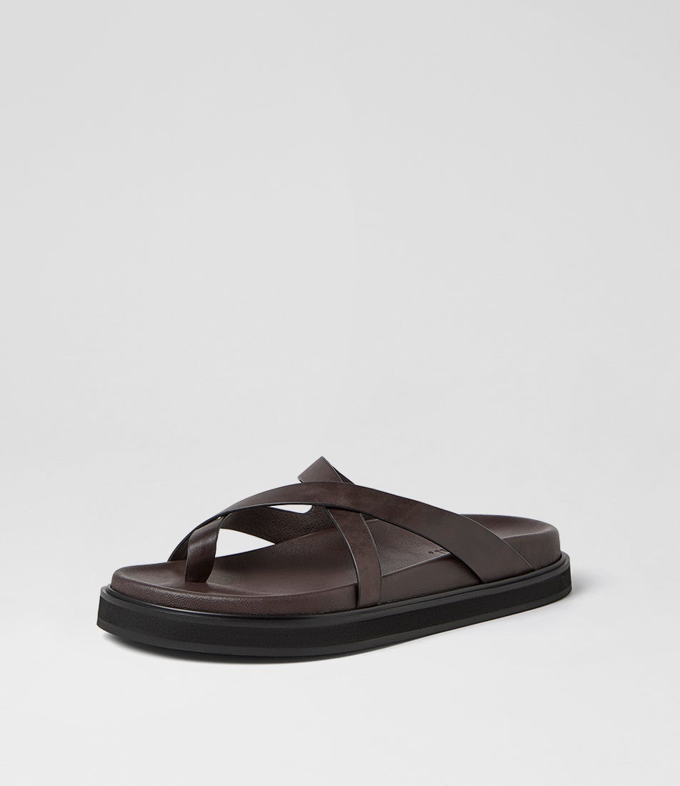 Milie Choc Leather Slides