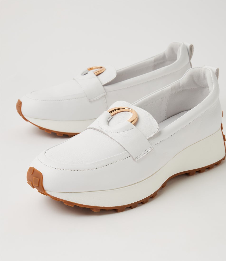 Zester White Leather Slip Ons