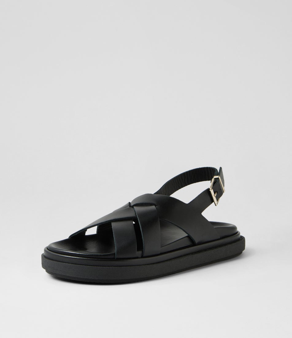 Trunca Black Leather Sandals