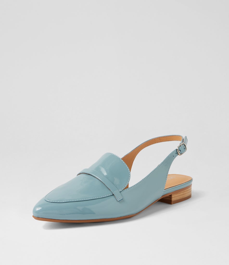Dainer Denim Natural Patent Leather Flat Shoes