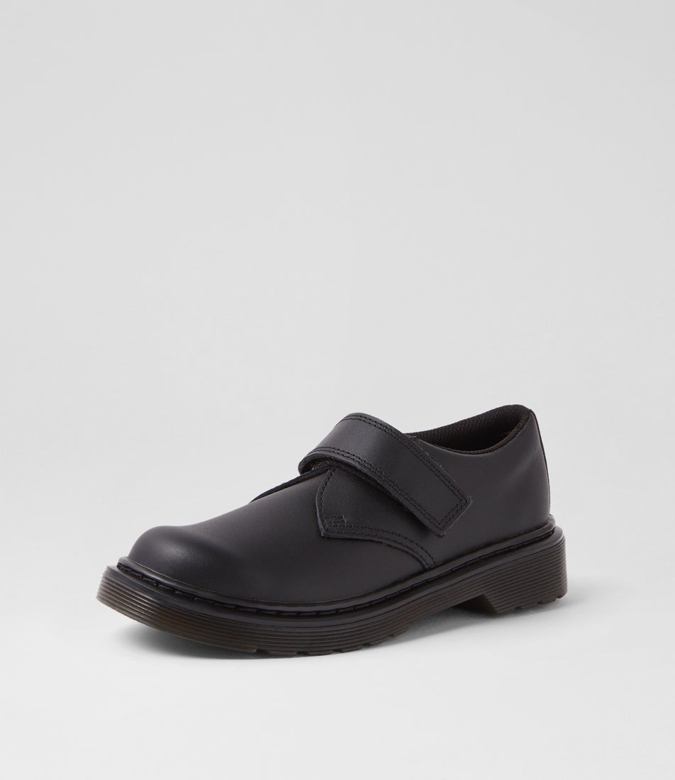 1461 Kamron 2 Junior Mono Black Leather Flat Shoes