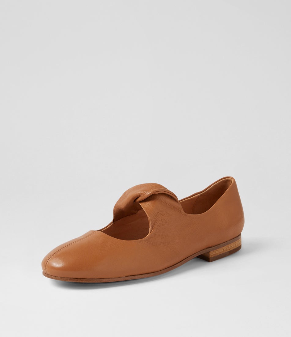 Ioyce Dark Tan Leather Flat Shoes