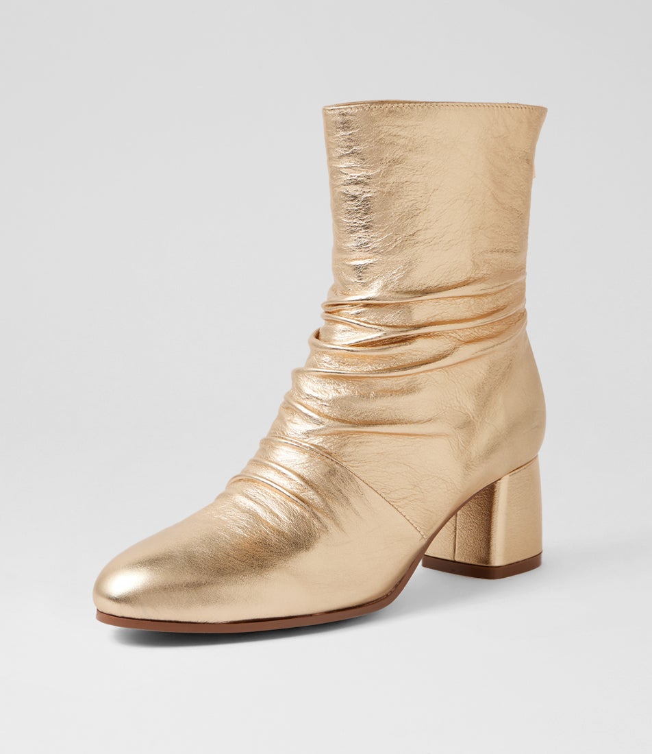 Floridaso Pale Gold Leather Ankle Boots