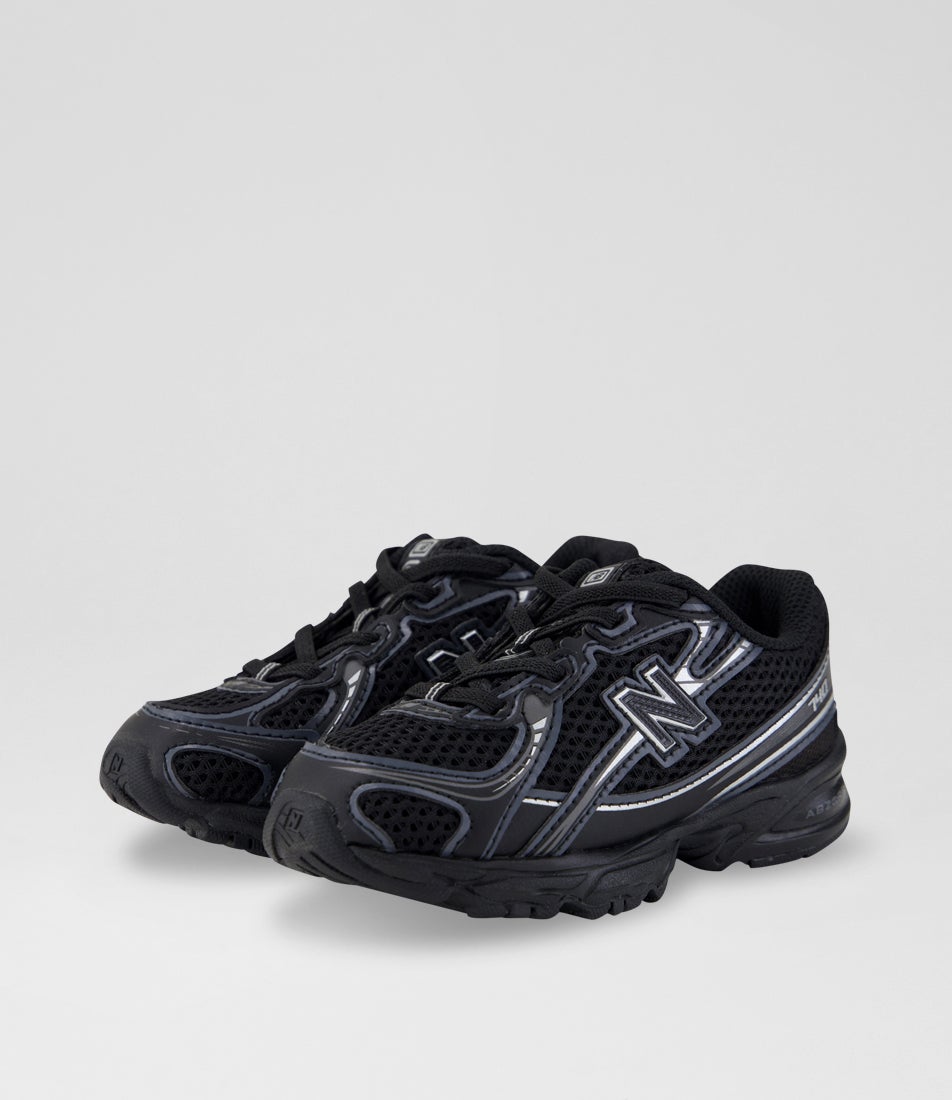 740 Toddler Black Silver Metallic Fabric Sneakers