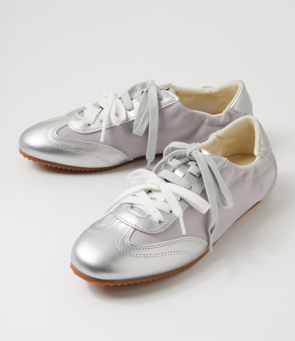 Tazone Silver Fabric Sneakers