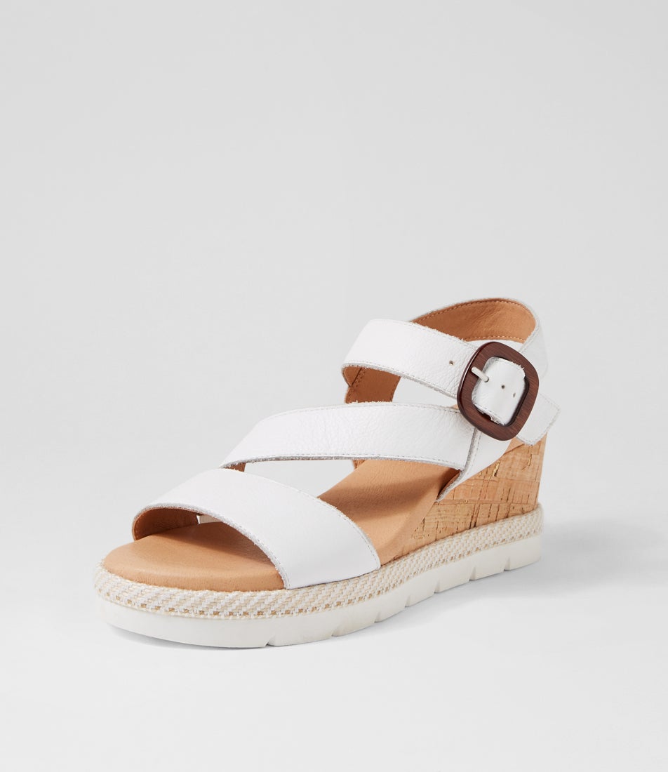 Jennis White Leather Sandals