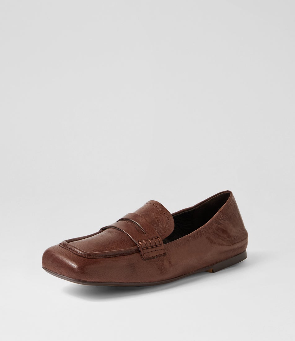 Alyona Choc Polish Leather Loafers