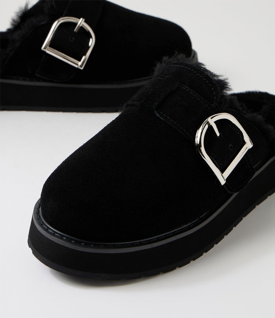 Adison Black Suede Slippers