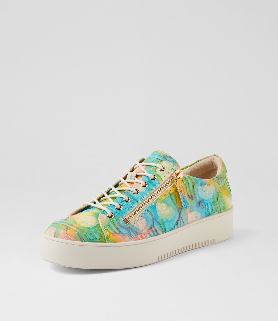 Lailory Rainbow Patch Leather Sneakers