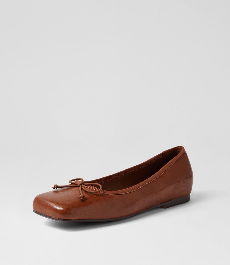 Affa Cognac Polish Leather Ballet Flats