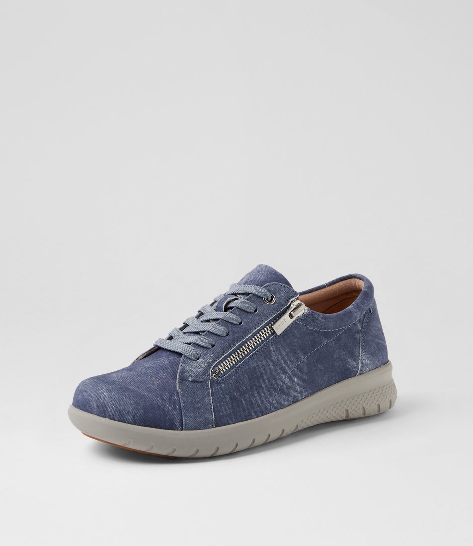 Solar Xf Blue Distress Denim Leather Sneakers